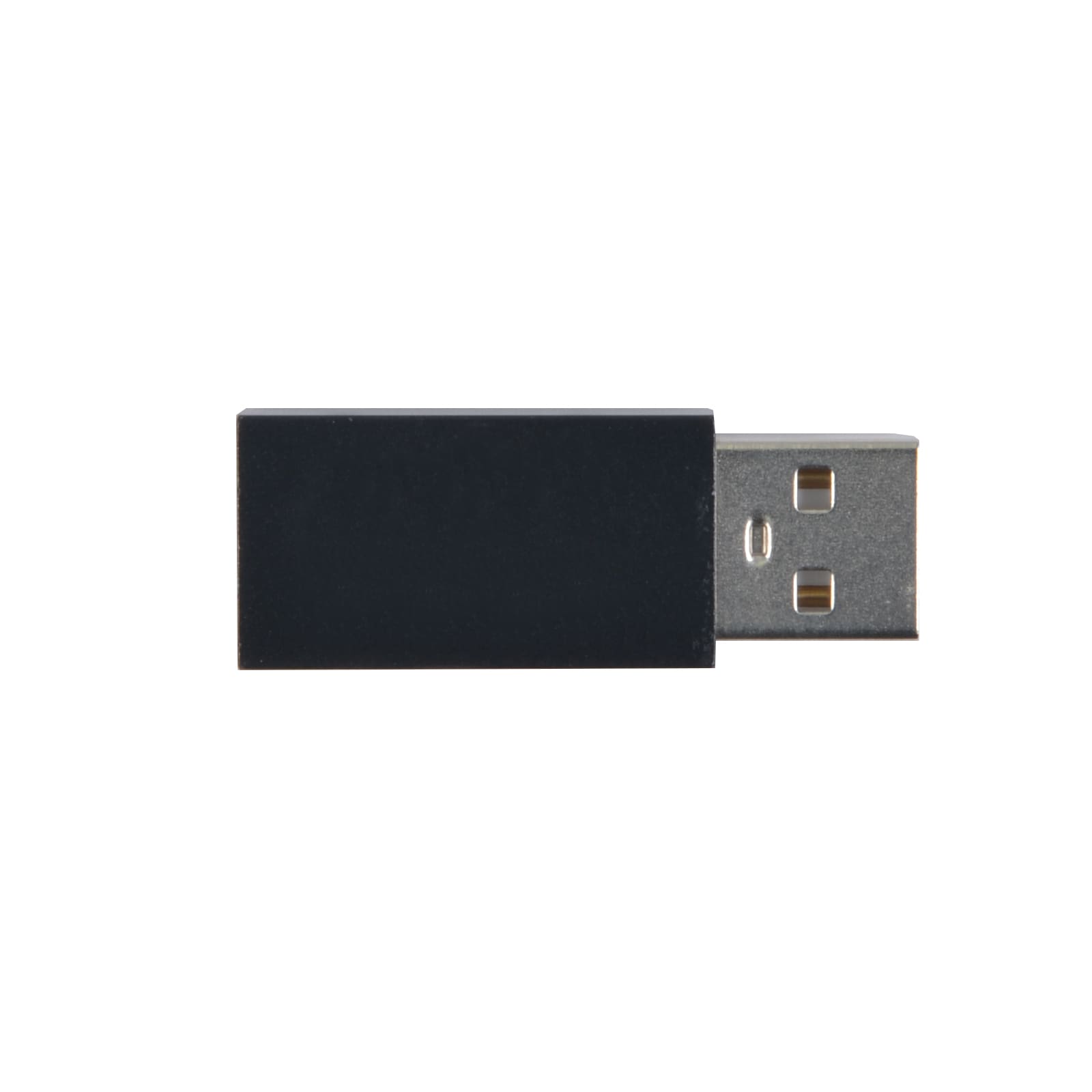 A data blocker USB device with a black casing, featuring a standard USB connector.