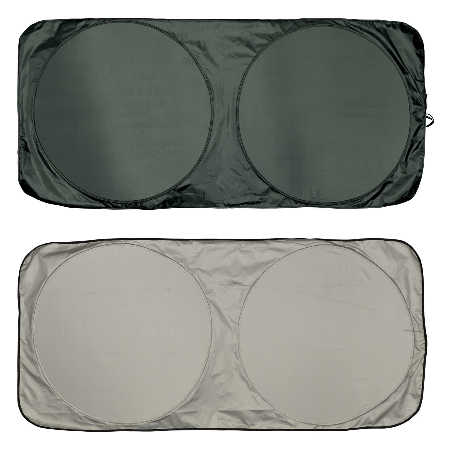 A solar car sun shade featuring two circular sections, with a dark green outer and a lighter inner color.