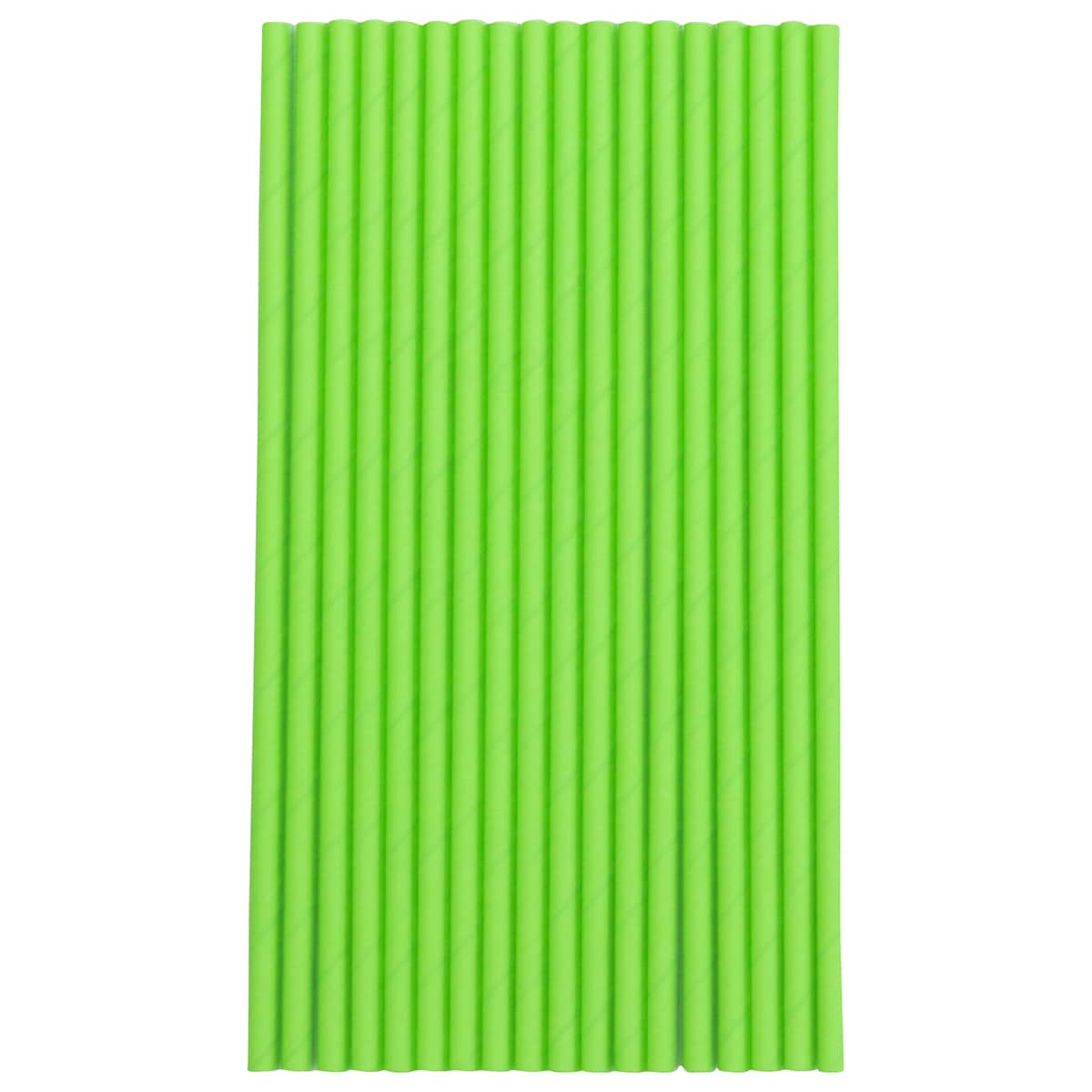 A collection of bright green straws arranged neatly in a grid pattern, showcasing their vibrant colour and uniformity.