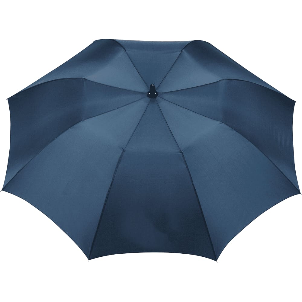 A large golf umbrella with red and white panels and a logo, designed for outdoor use.
