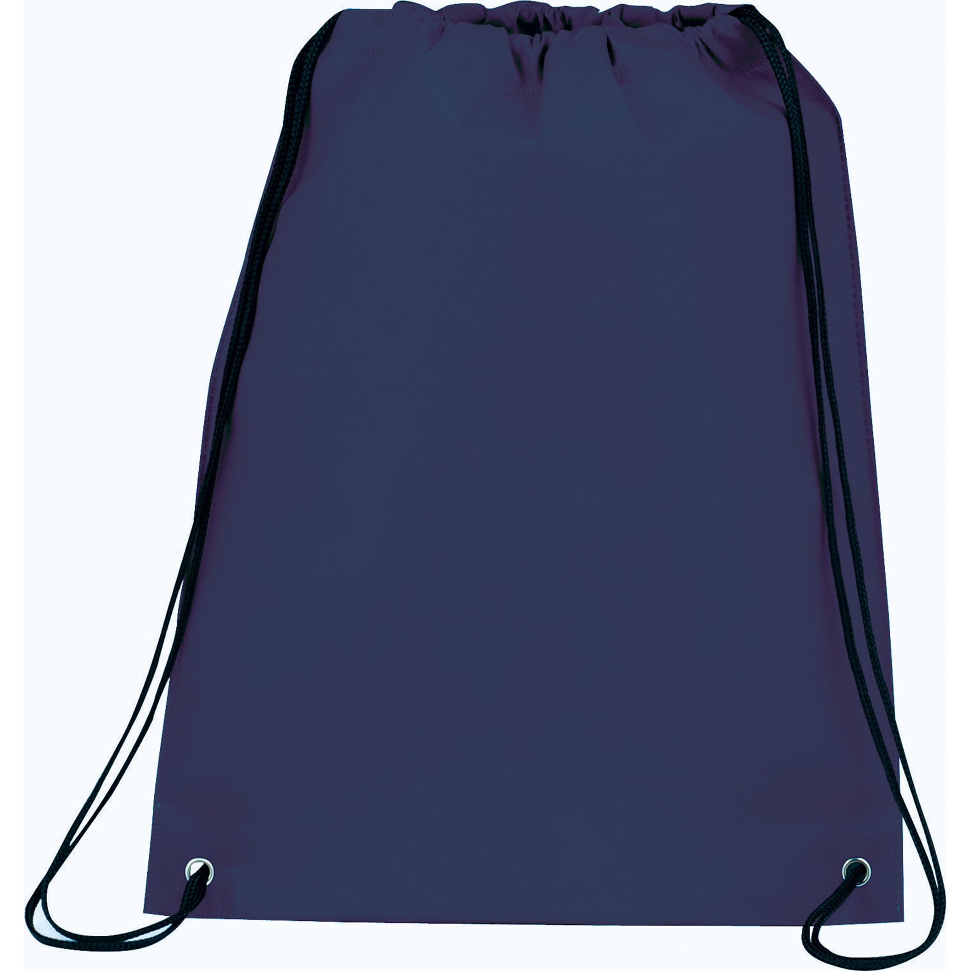 A drawstring sportspack in dark purple with black cords, featuring a logo. Lightweight and versatile design.