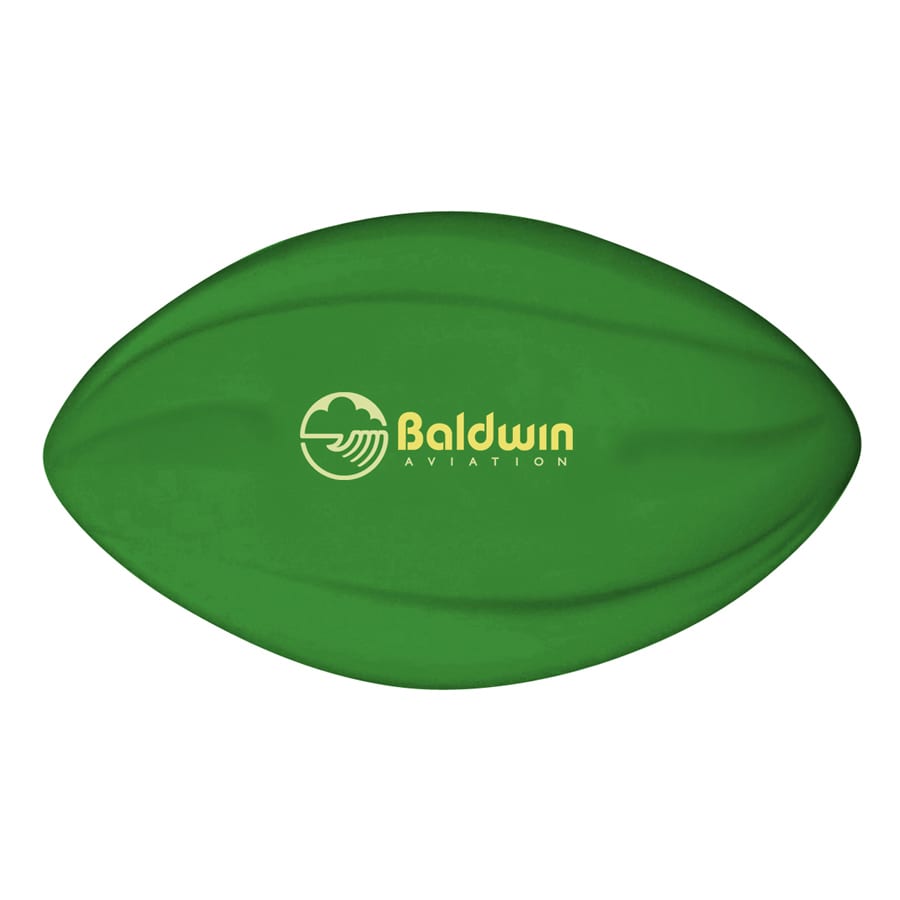 A green 135mm Spyro football with a textured surface and a logo on it.