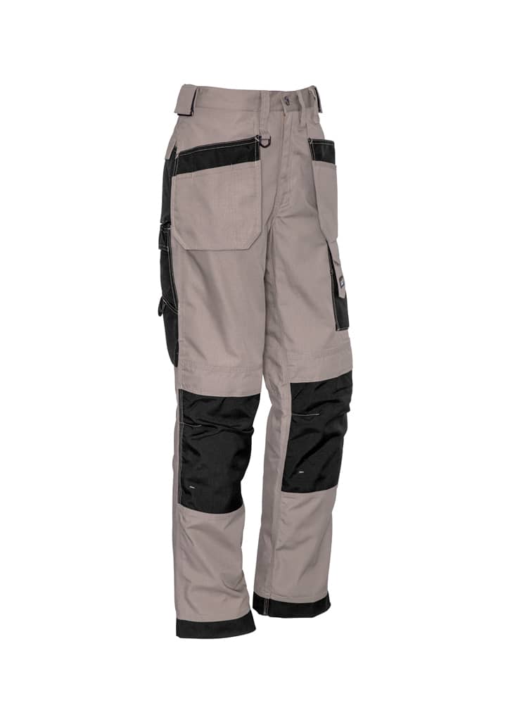 Men’s ultralite multi-pocket pants in grey and black with various pockets and a logo. Ideal for workwear.