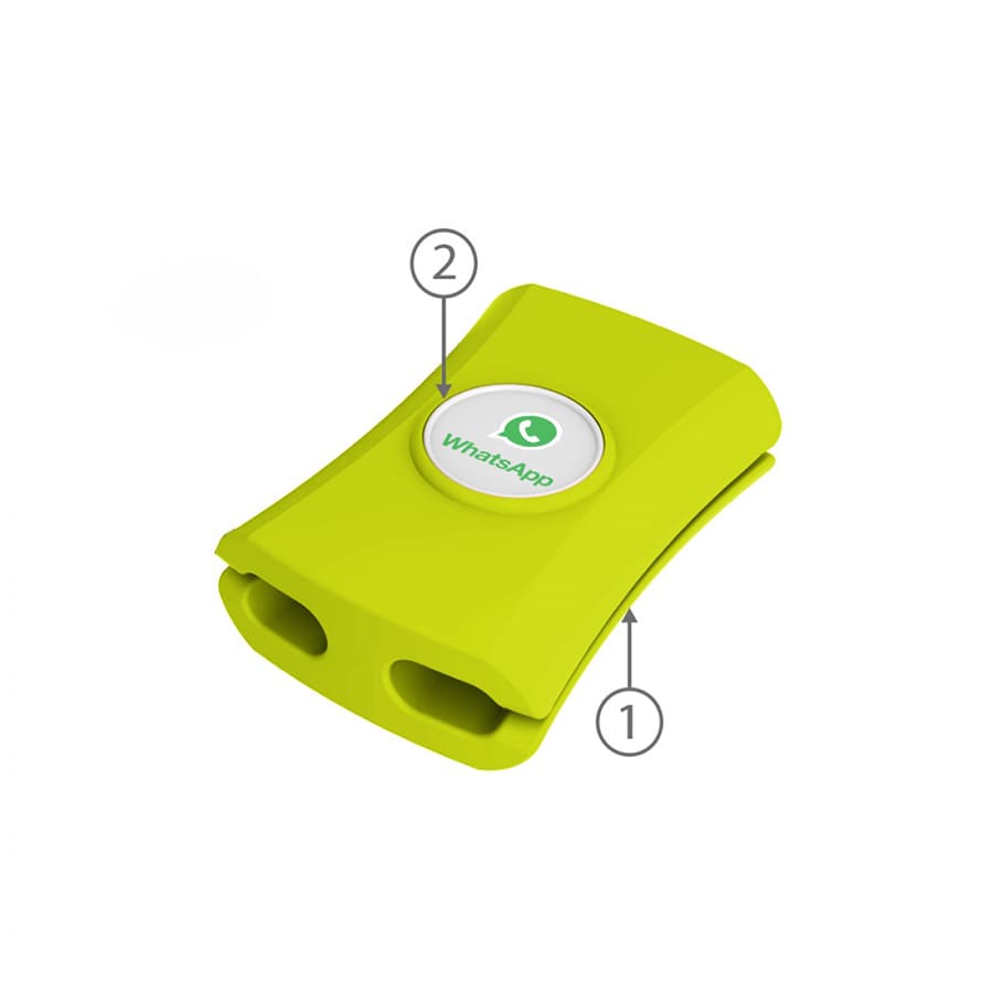A green cable manager with dual slots, featuring a circular logo on top and a smooth, curved design.