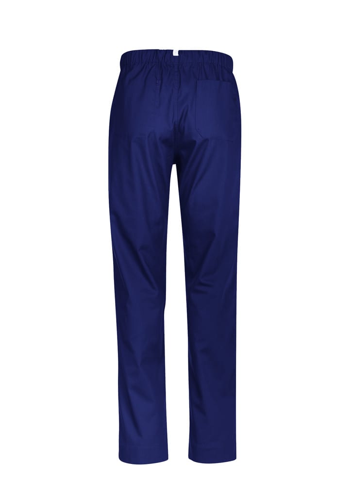 Unisex Hartwell reversible scrub pants in navy, featuring an elastic waistband and a single back pocket.