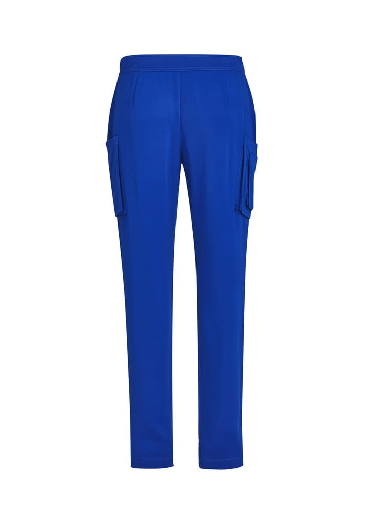 Men's straight leg scrub pant in vibrant blue, featuring side pockets and a comfortable waistband.