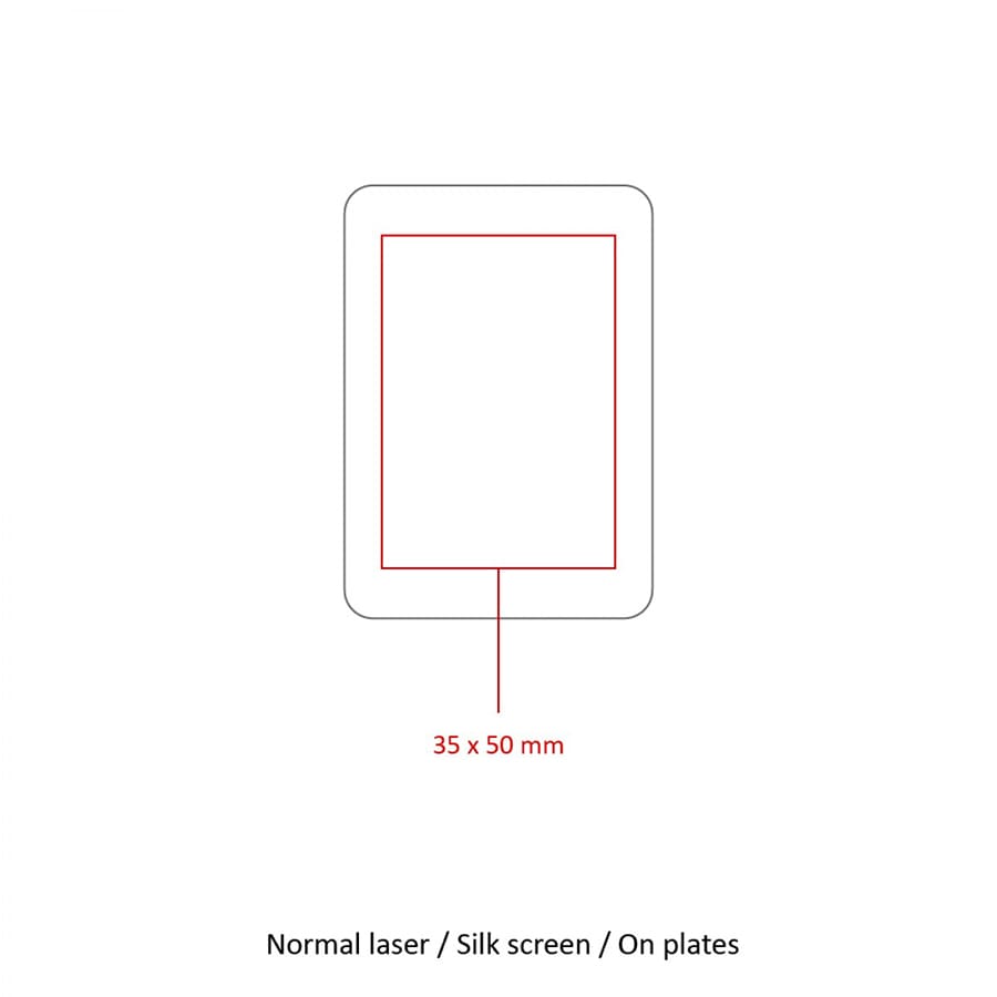 A plain rectangular template with dimensions of 35 x 50 mm for printing applications. It has a border and no colour.