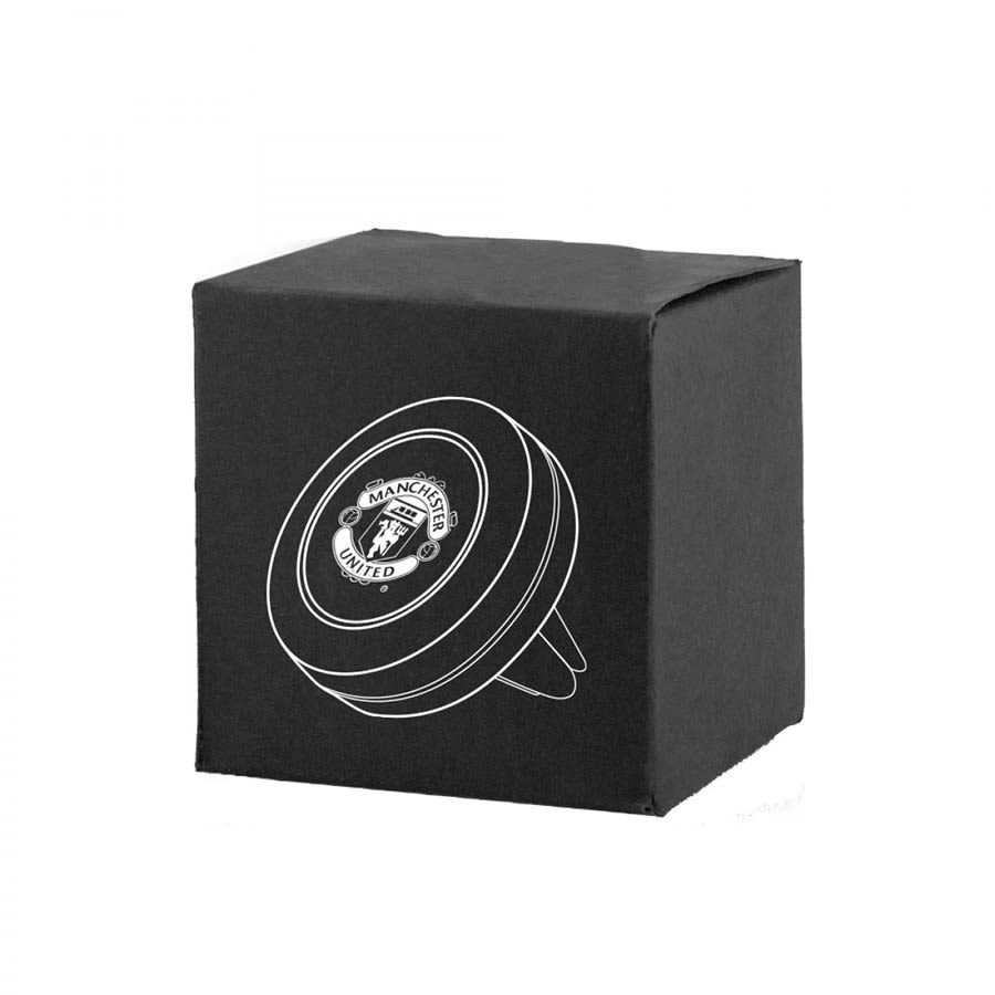 A black box featuring a round magnetic car mount design with a logo on the top.