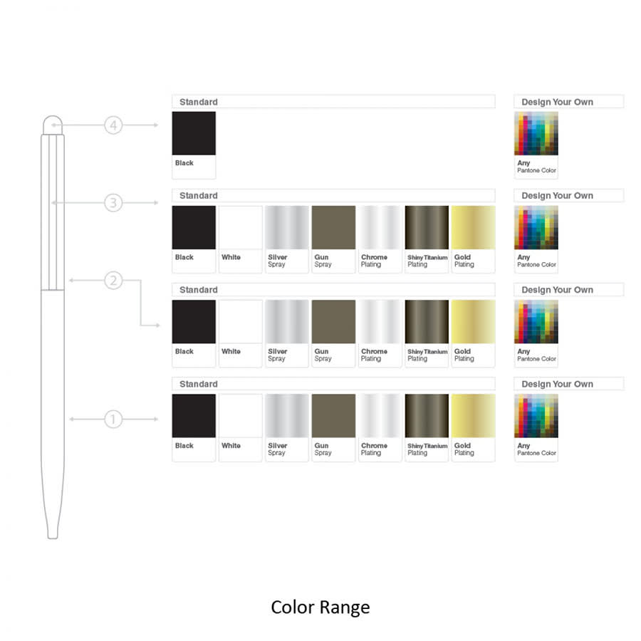 A metal ballpoint pen with a thin twist design, available in multiple colours with a logo.