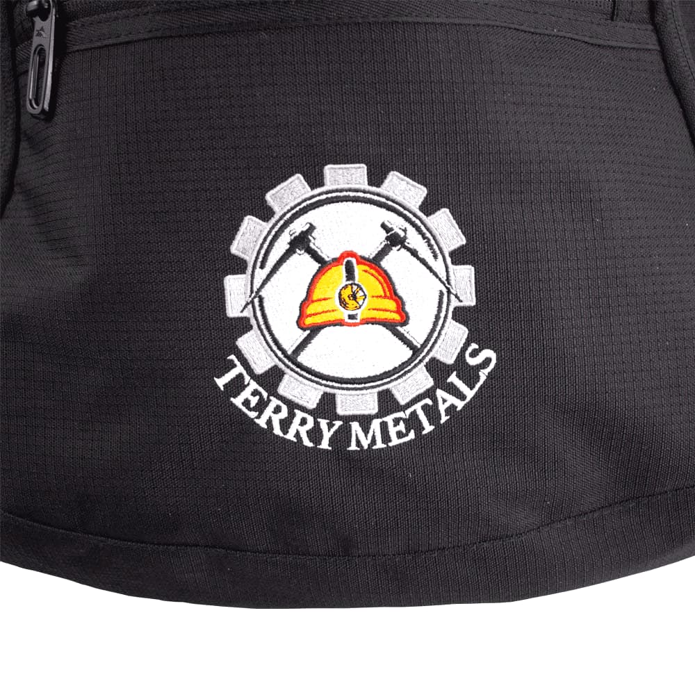 A black High Sierra Access 3.0 Backpack 45L with multiple compartments and zippers. It features adjustable straps and has a logo.