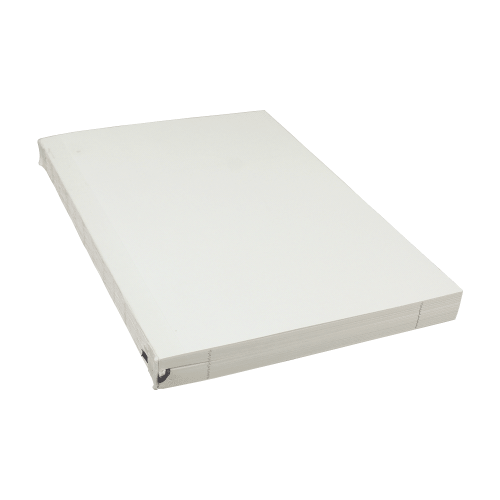 A white refill pack for Uptown Leather JournalBook, featuring blank pages and a binding for easy insertion.