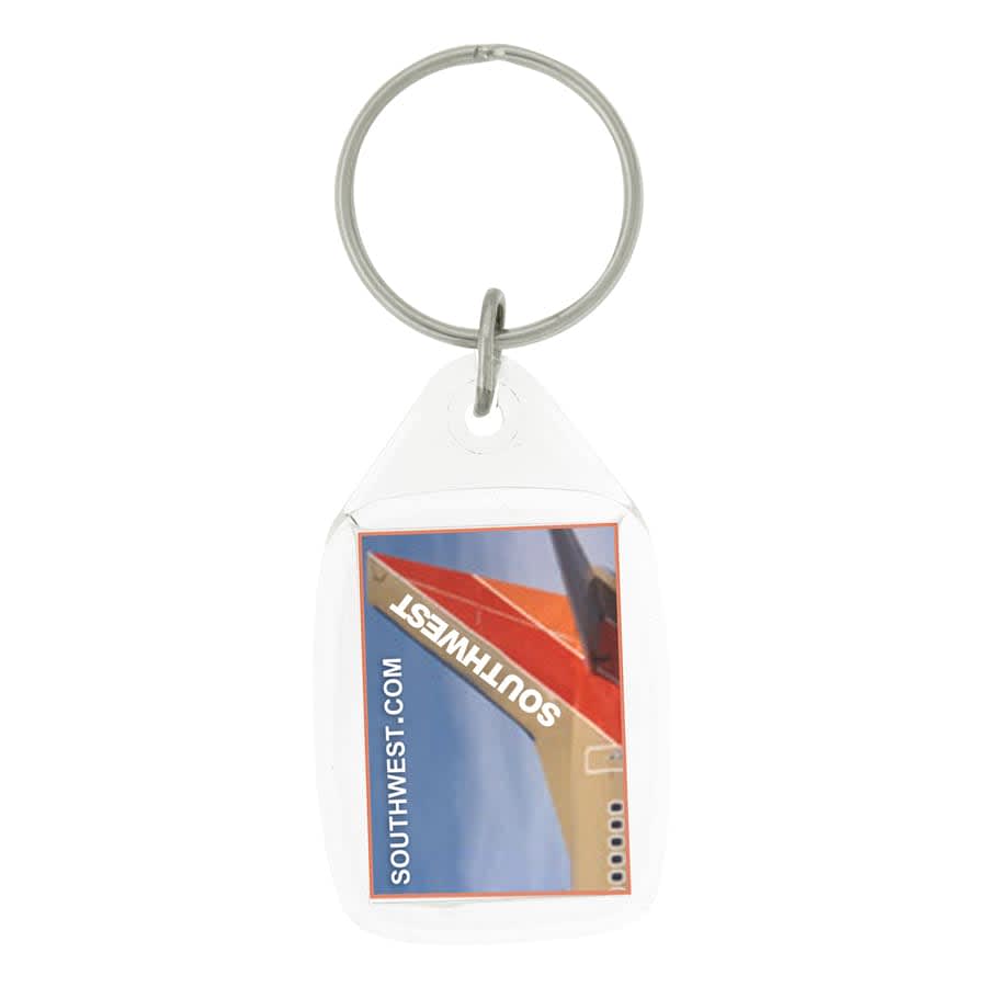 A clear tear drop acrylic keychain featuring the Australian flag design, complete with a metal keyring.