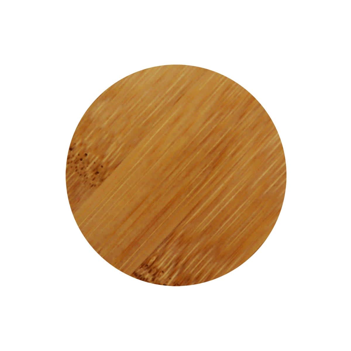 A round bamboo bottle opener with a smooth, natural wood finish. It features a simple, circular design.