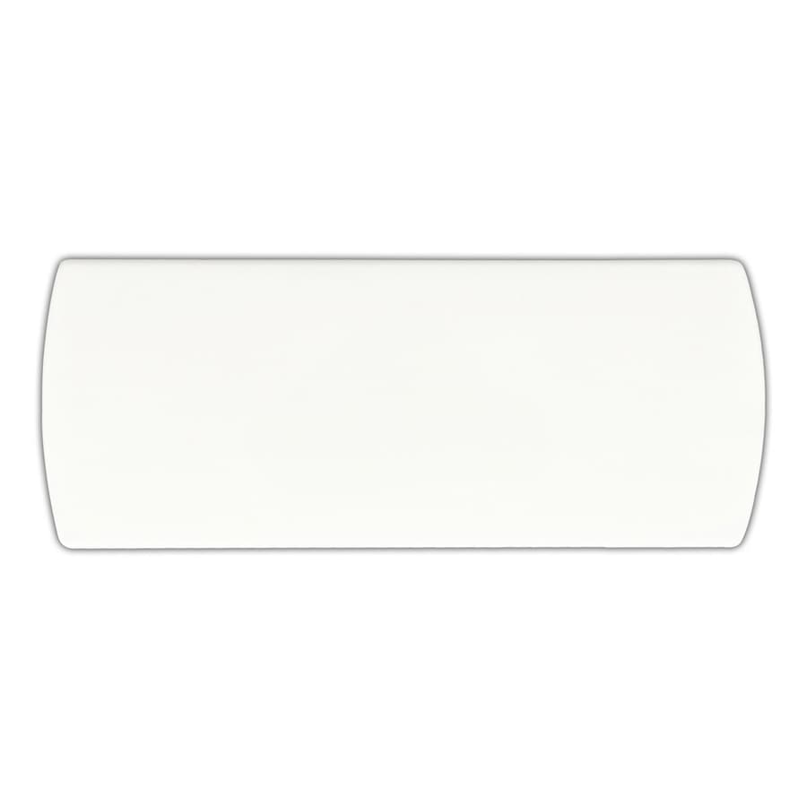 A white bandage dispenser with a rounded shape and a smooth surface, featuring a logo.