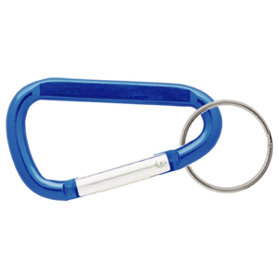 A blue 60mm carabiner with a silver keyring attachment, featuring a simple design and a logo.