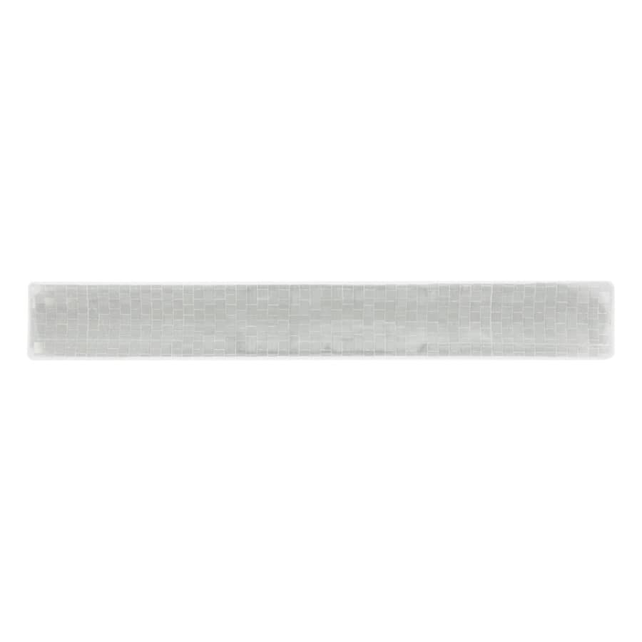 A reflective slap wristband in a transparent colour with a textured pattern and branding.