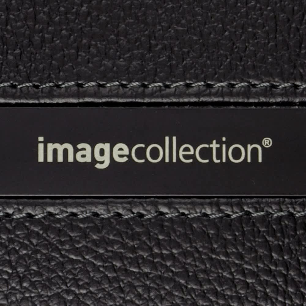 A black pad folio with textured material and a branded logo.