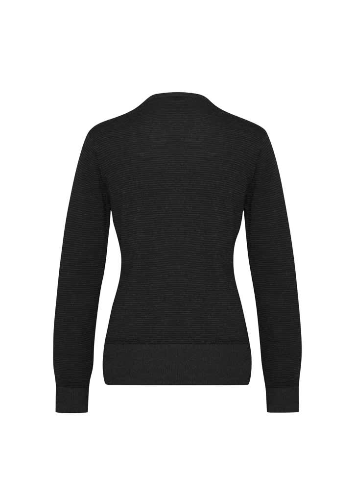 A black merino cardigan with a textured design, featuring long sleeves and a ribbed hem.