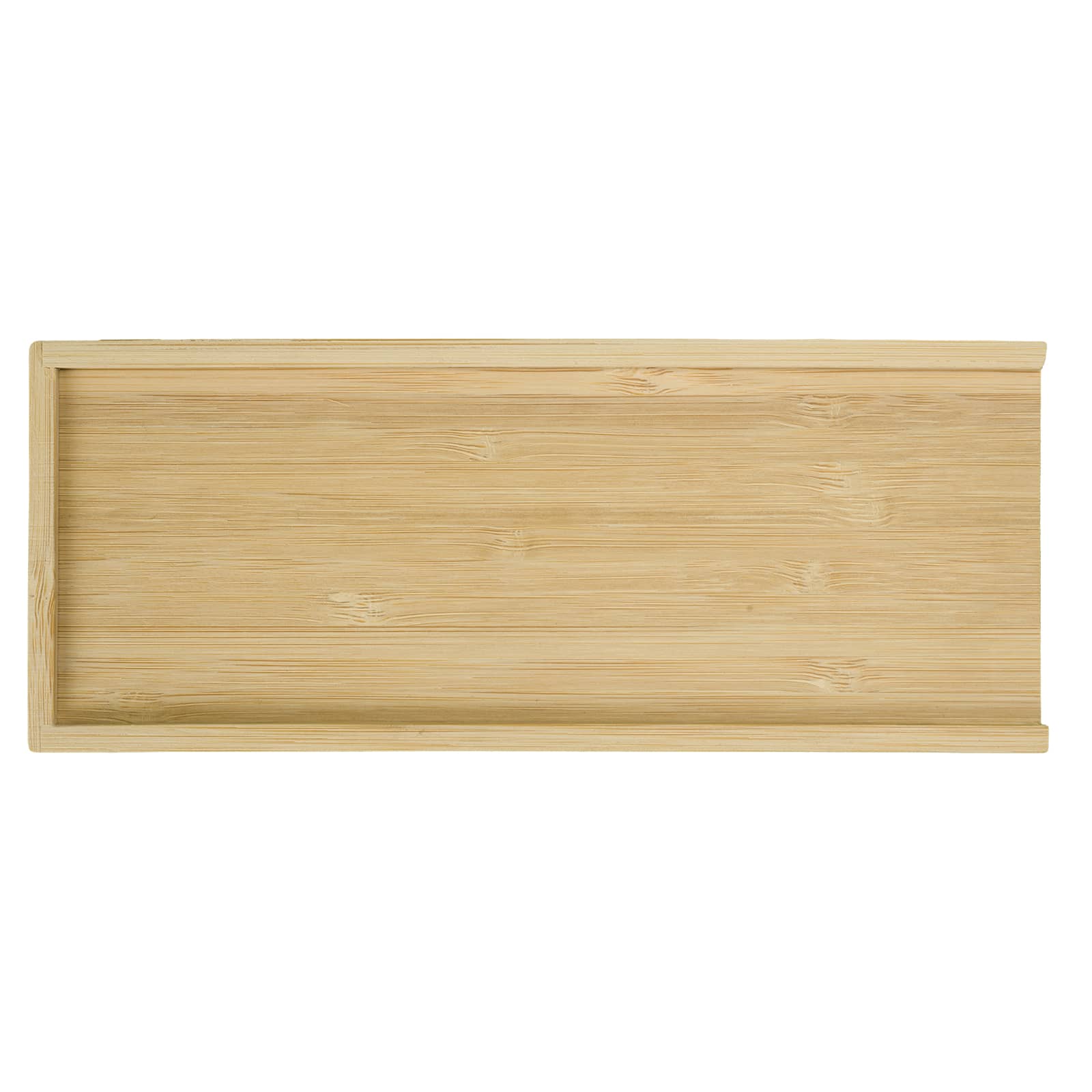A bamboo game tray from the Dominator Set, featuring a smooth surface and a raised edge.