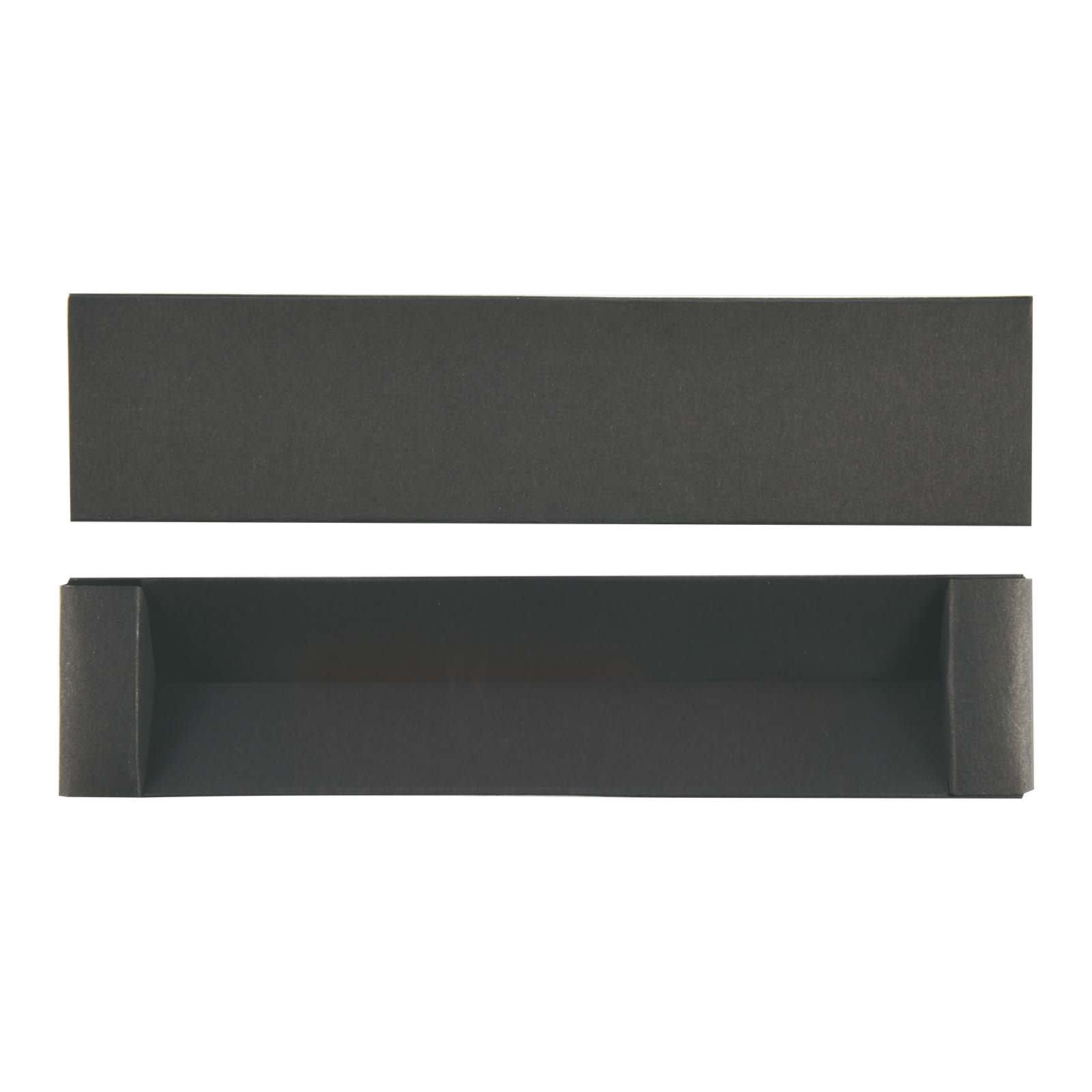 A black packaging box with a lid, suitable for storing writing instruments.