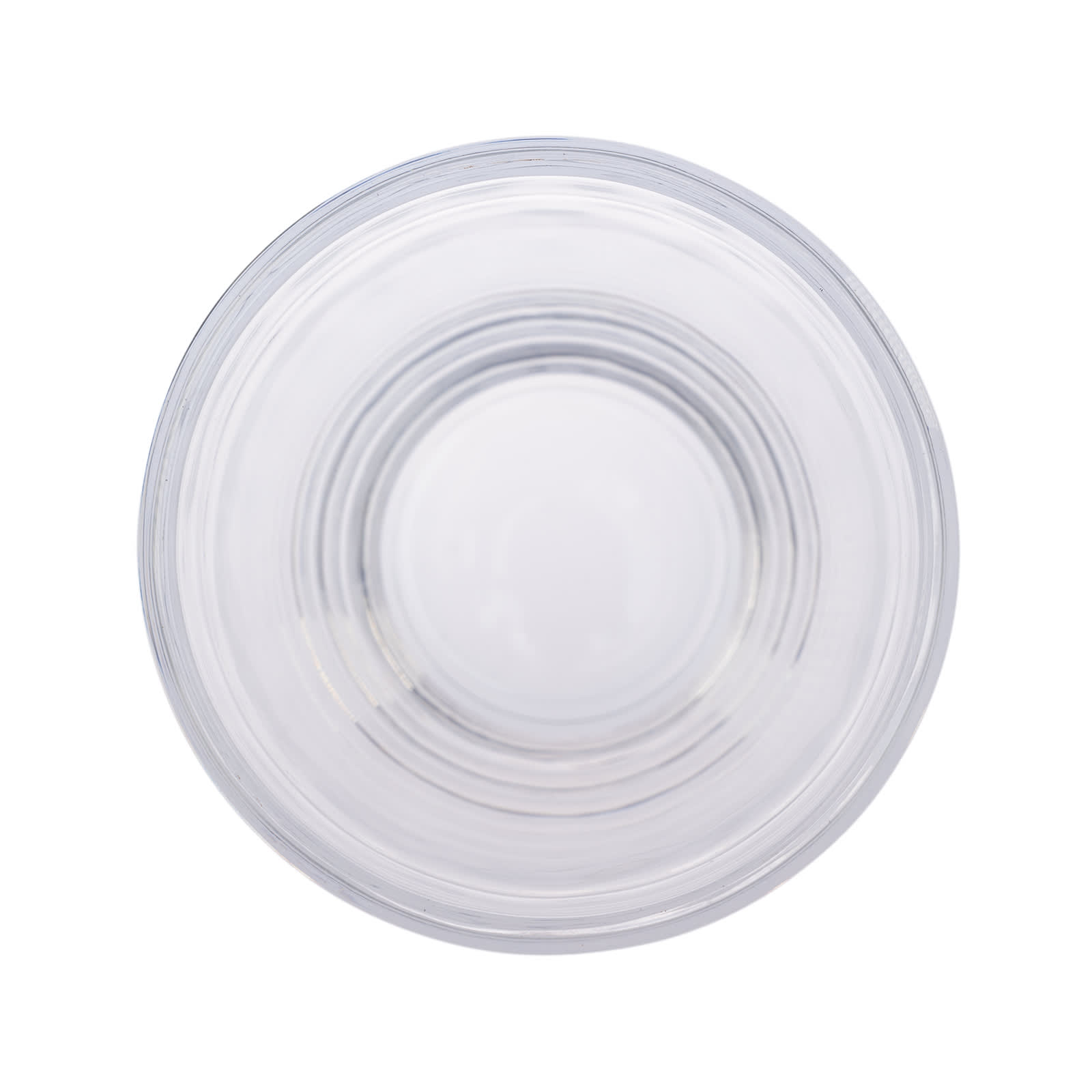 A reusable coffee cup in clear material featuring a snap lid and an RPET band.