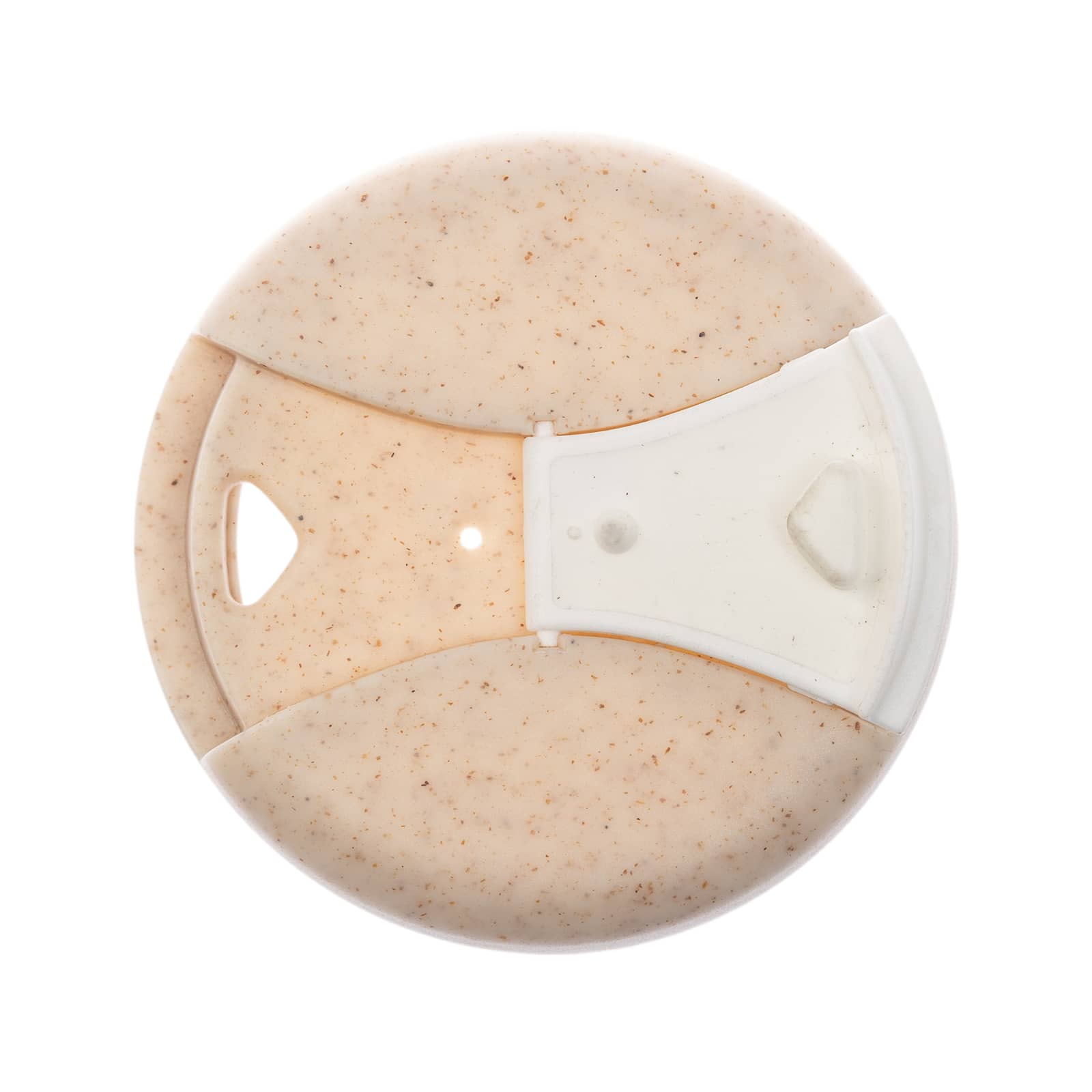 A reusable coffee cup featuring a cork band and a textured exterior, designed for eco-friendly use.