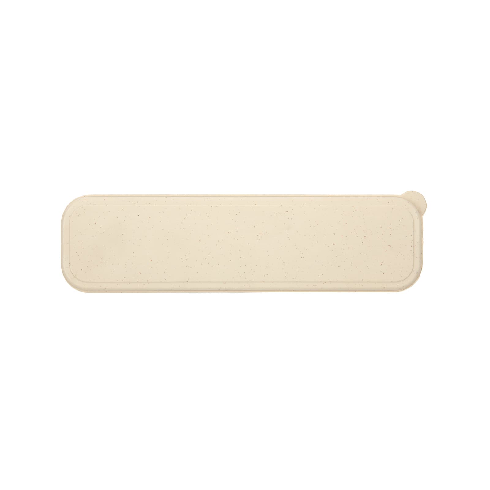 A beige stationery set with a smooth surface, featuring a rounded design and a small protruding tab.