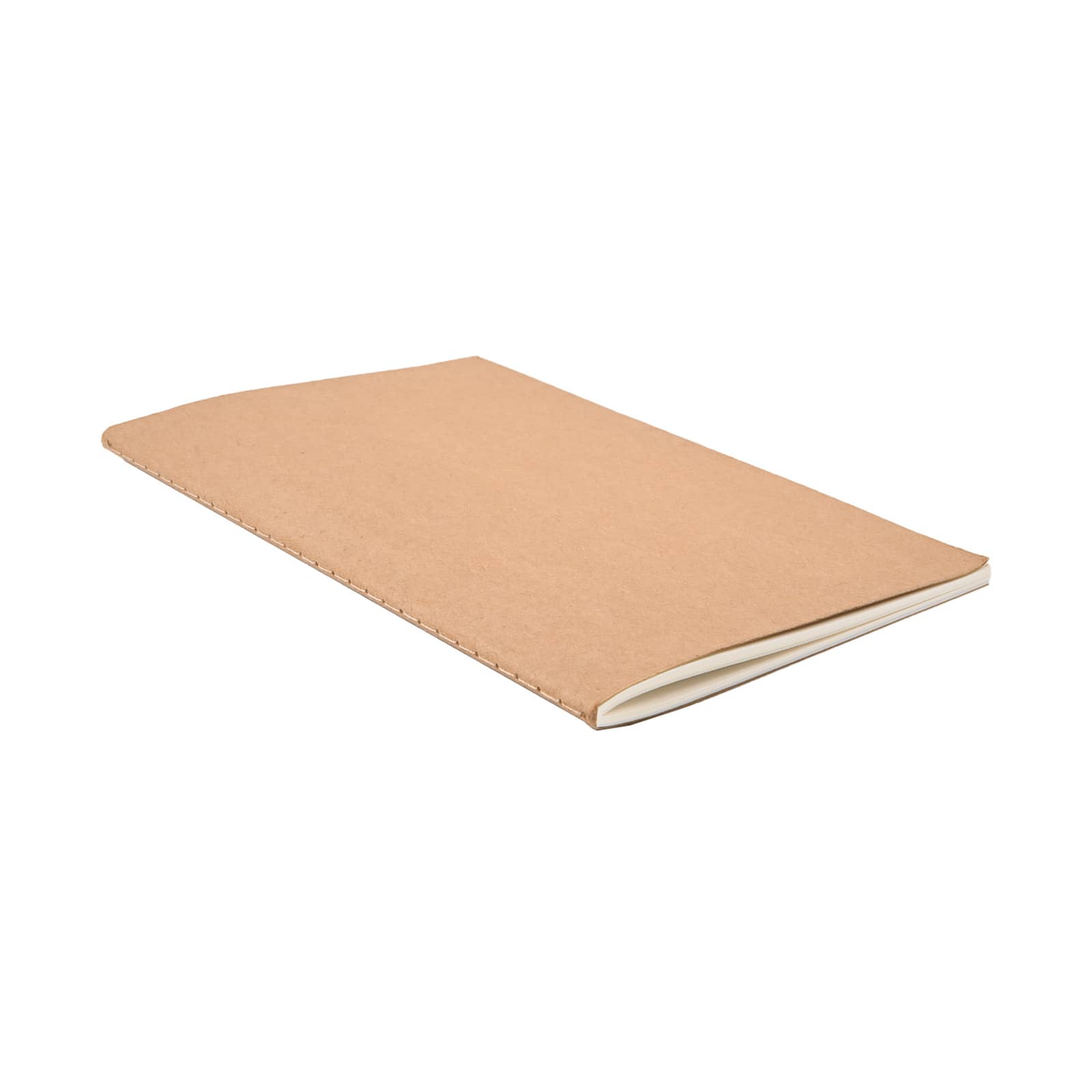 A kraft brown notebook with a simple, unadorned cover and no visible logos or branding.