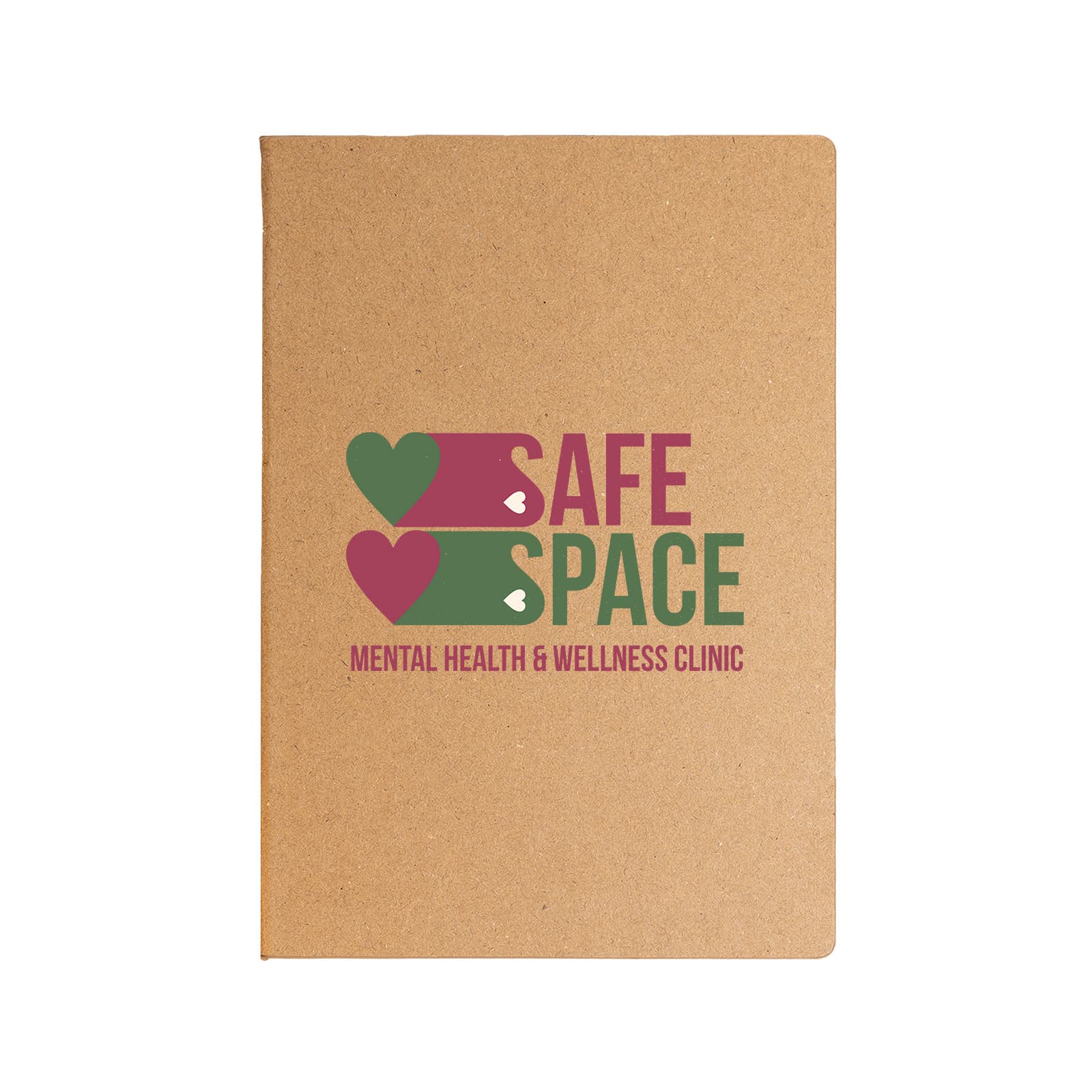 A planner with a kraft cover featuring the logo for 