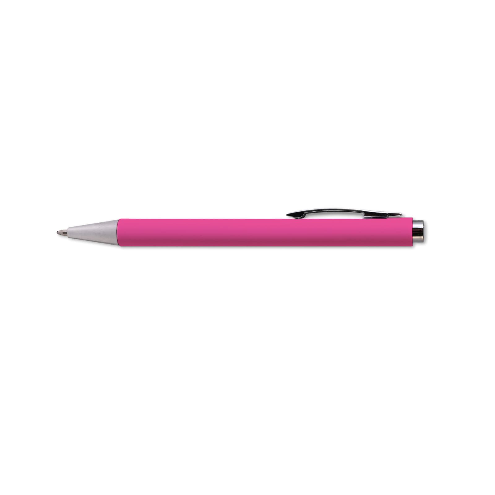 A yellow plastic pen with a silver clip and nib, featuring a logo on its body.