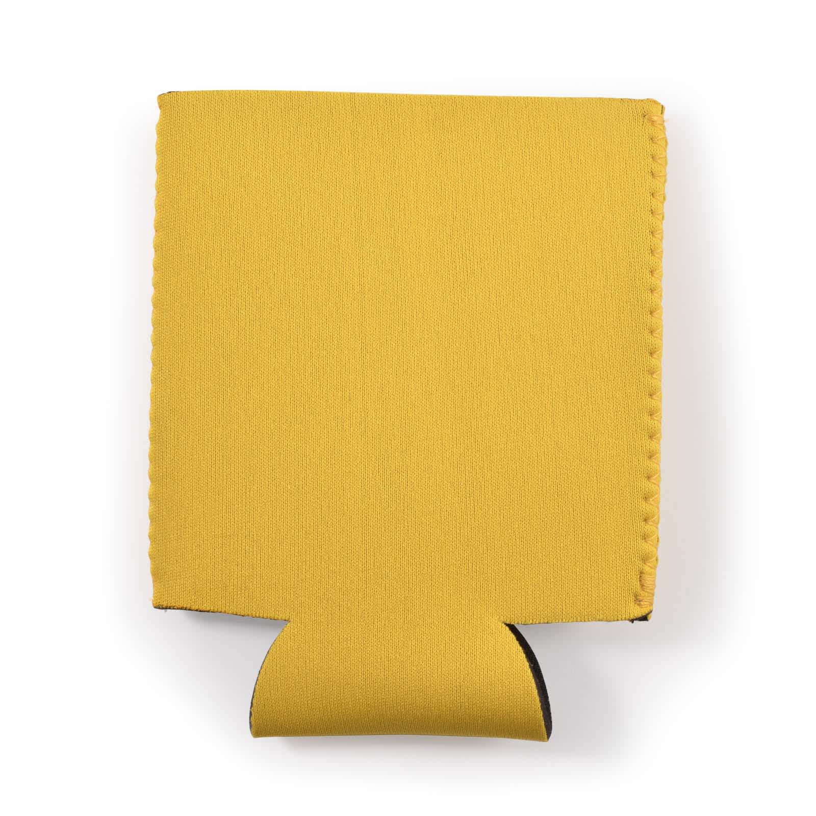 A drink bottle cooler in a vibrant yellow color, designed to fit standard bottles.