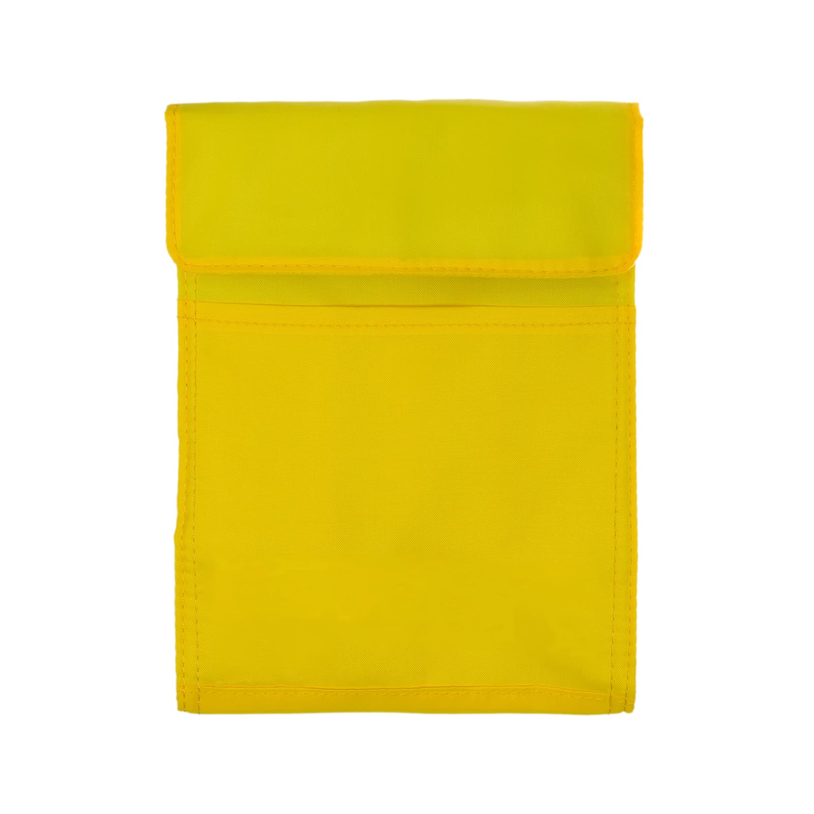 A bright yellow Sumo Cooler Lunch Bag with a fold-over closure and a pocket on the front.