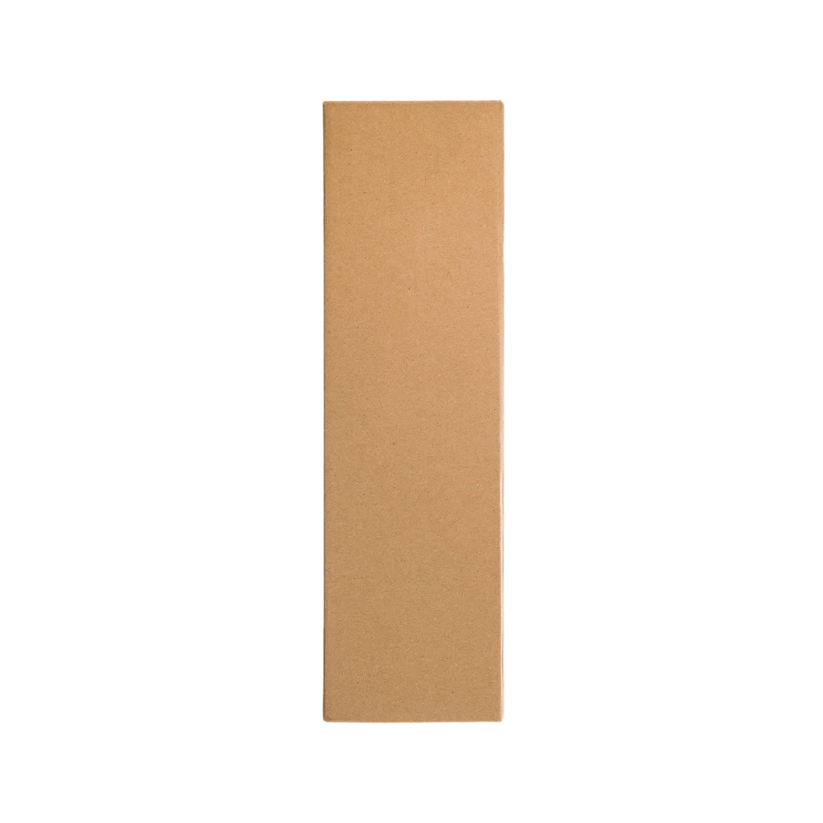 A drink bottle is packaged in a plain brown cardboard box, showcasing a rectangular shape and a minimalistic design.