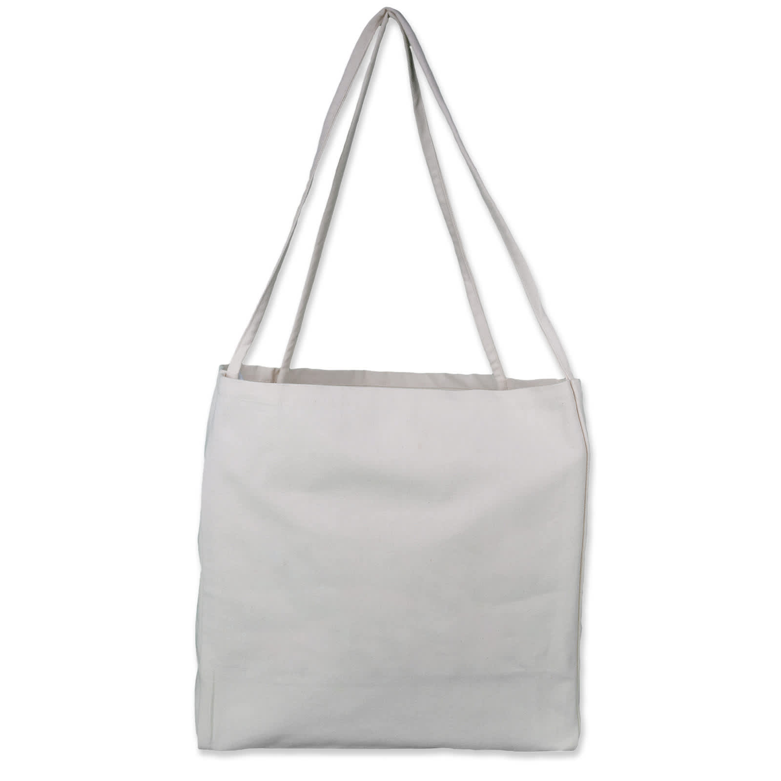 A canvas tote bag featuring two designs: one with coral graphics and text, the other depicting gardening themes and text.