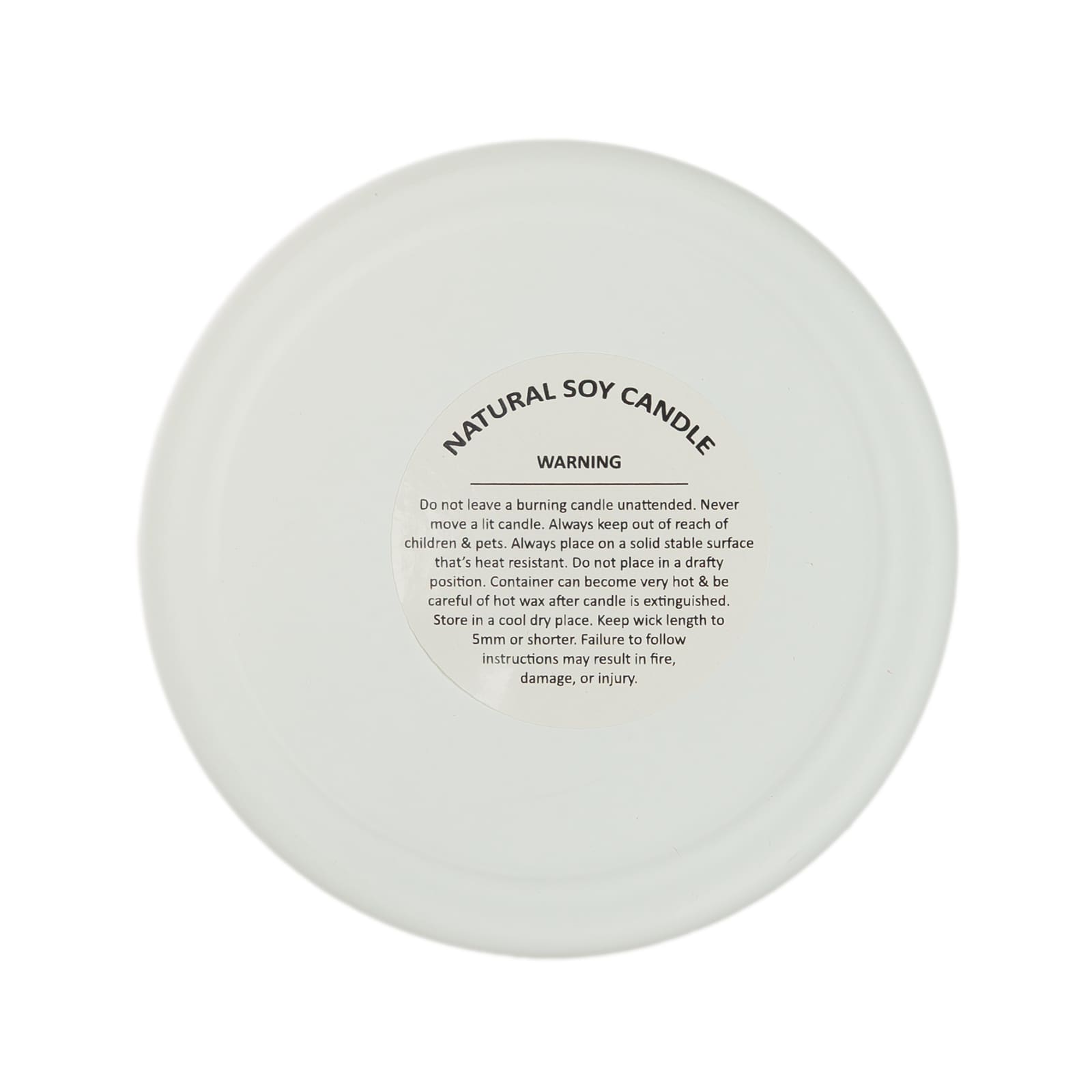 A medium glass candle with a white frosted finish and a bamboo lid, featuring a logo.