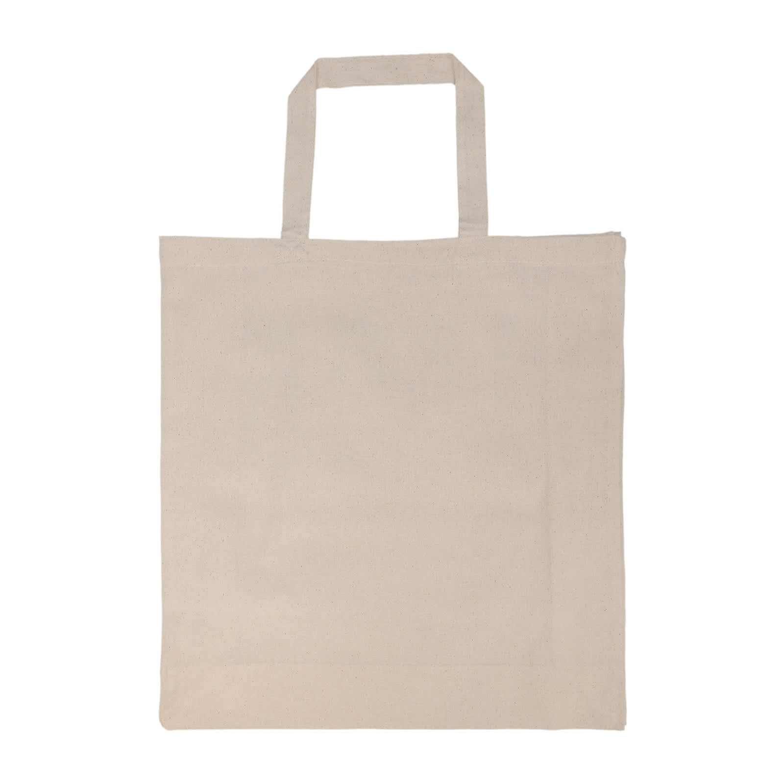 A Calico Short Handle Bag in a natural color with two short handles and a simple, blank design.
