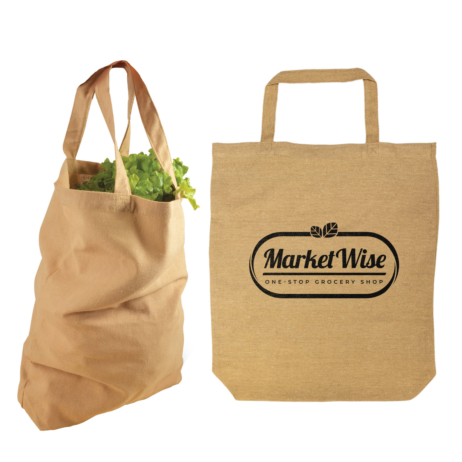 A short-handled, mustard yellow tote bag being held by a hand. The bag features an unembellished design and has a logo.