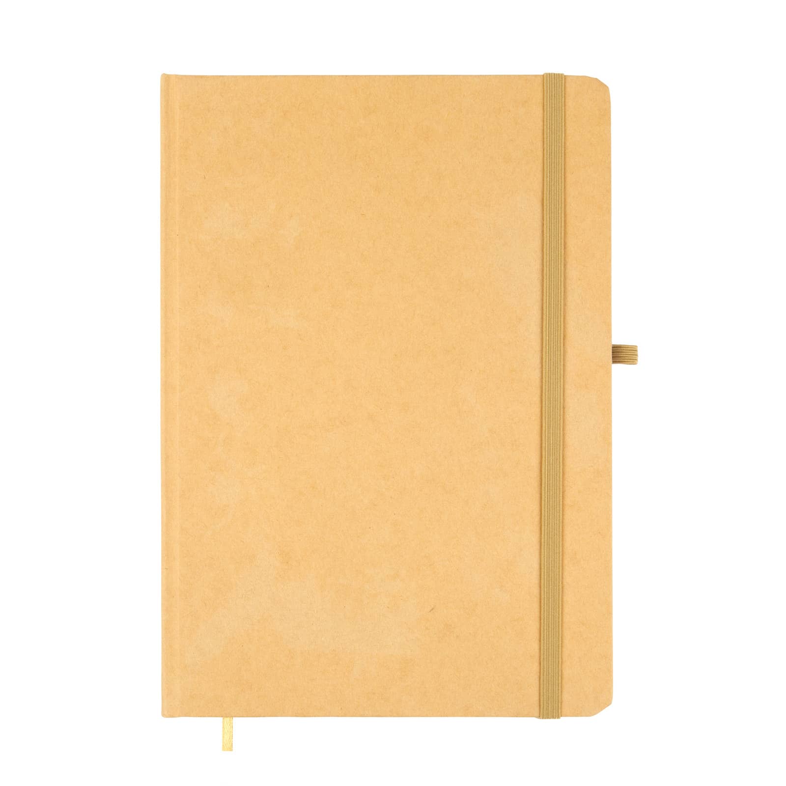 A Venture A5 Natura Notebook with a kraft paper cover, featuring a closure band and a ribbon bookmark.