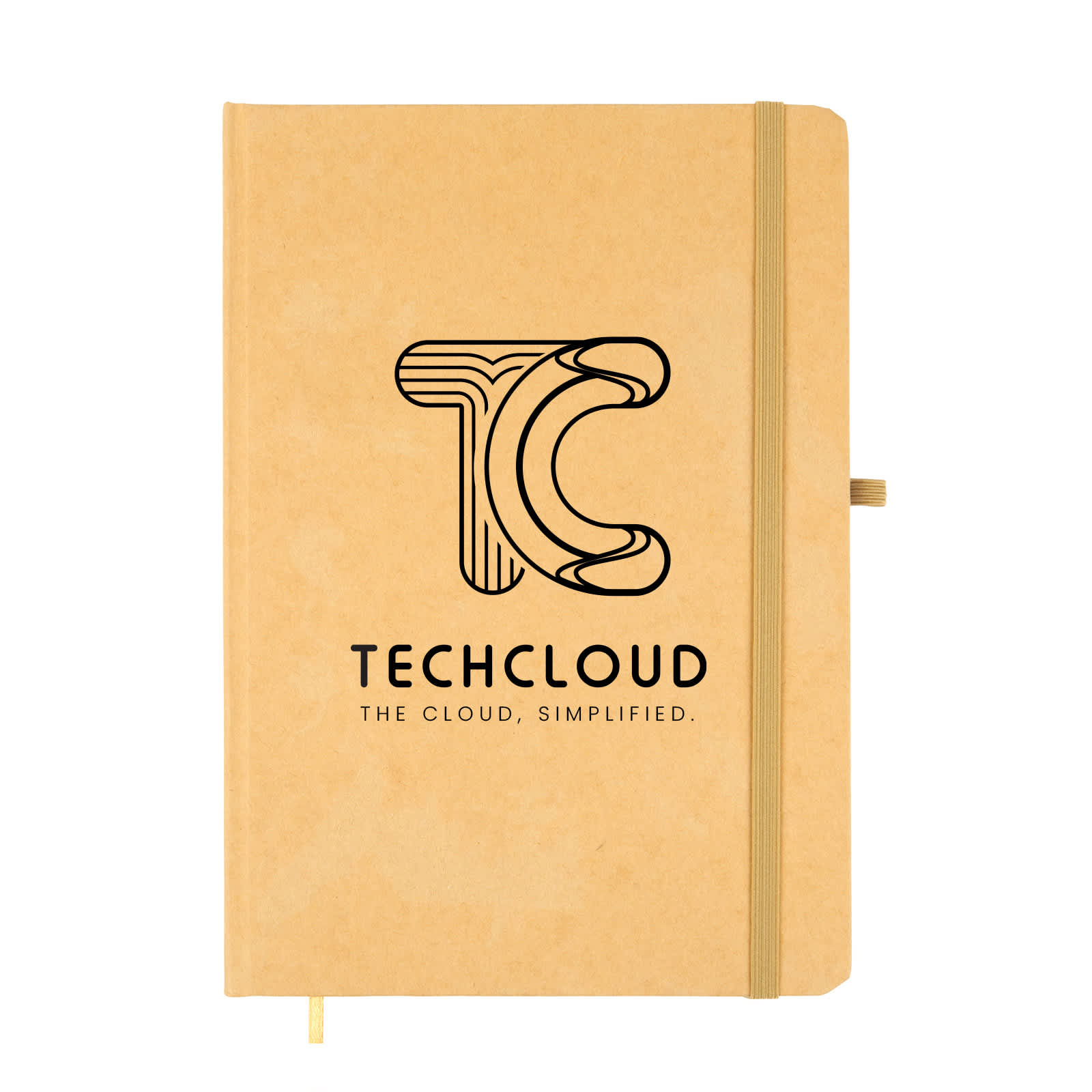 A Venture A5 Natura Notebook with a kraft cover featuring the TechCloud logo and tagline 