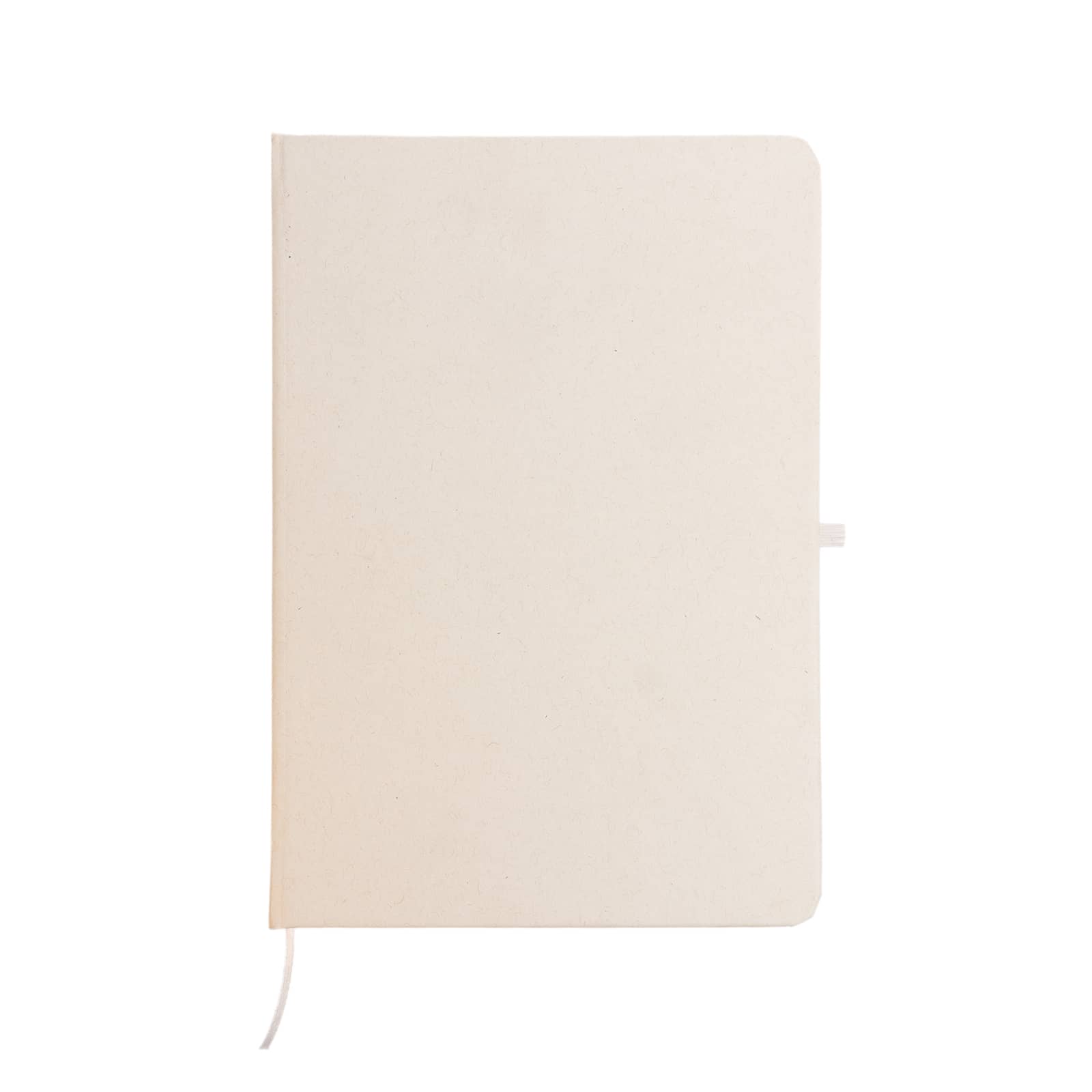 A Venture Snowy A5 Notebook with a plain, off-white cover and a ribbon bookmark.