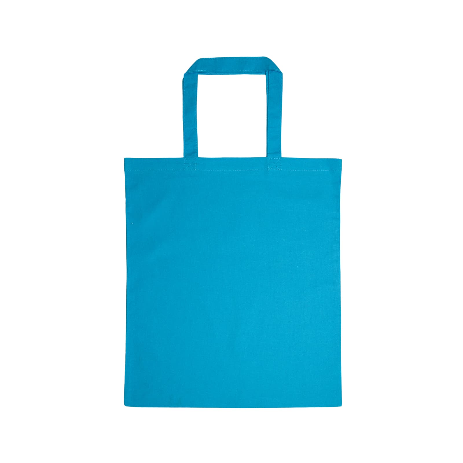 A black cotton short handle tote bag with two top handles.