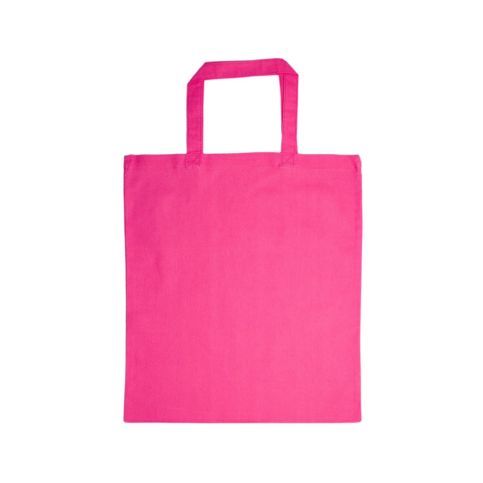 A green cotton short handle tote bag with two handles.
