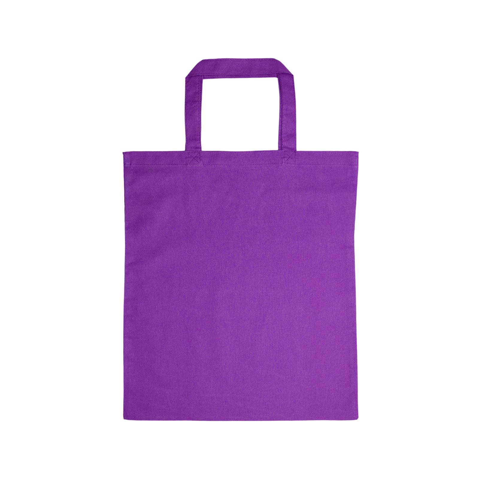 A bright blue cotton tote bag with short handles.