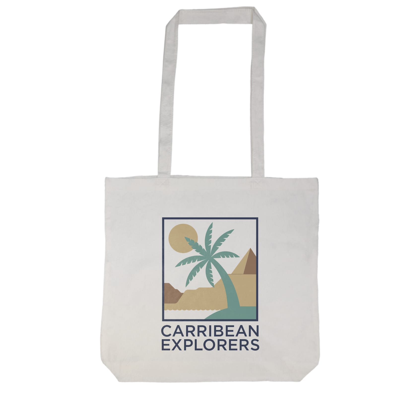 A plain beige tote bag with long handles and no visible branding or text.