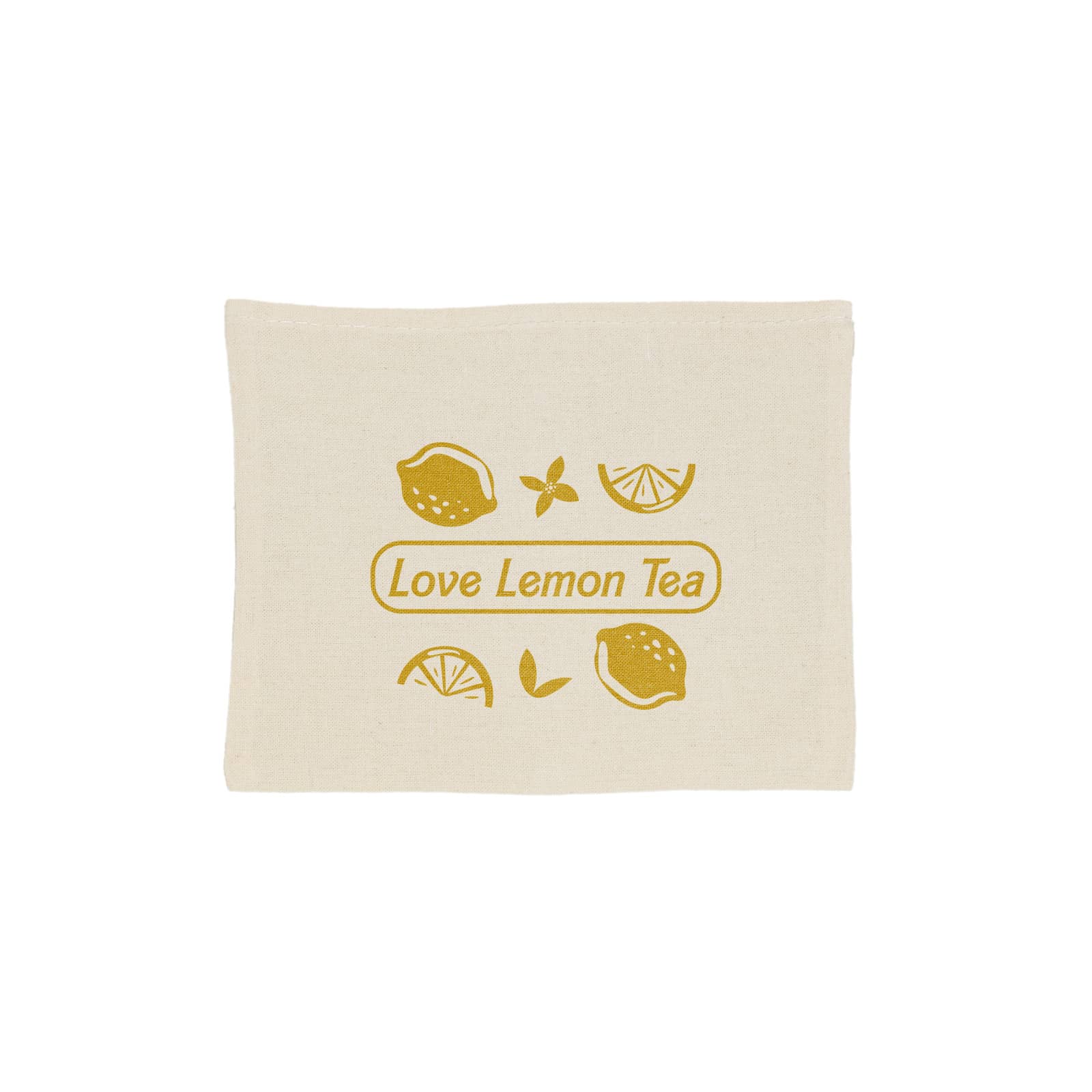 A beige tote bag with a graphic design featuring lemons and the text 