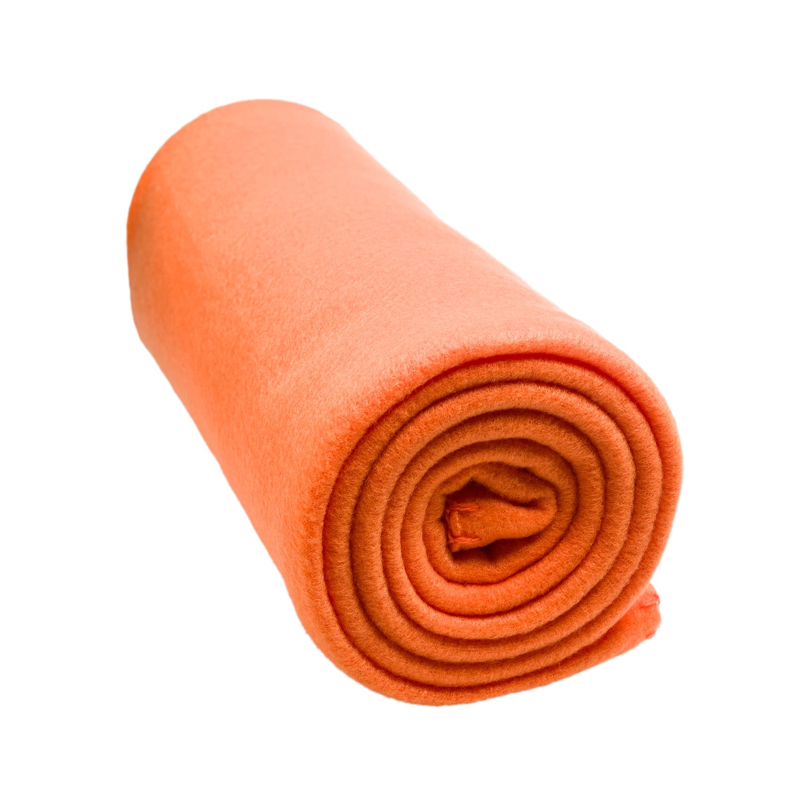 An orange fleece blanket featuring a logo in the corner. The fabric appears soft and warm.