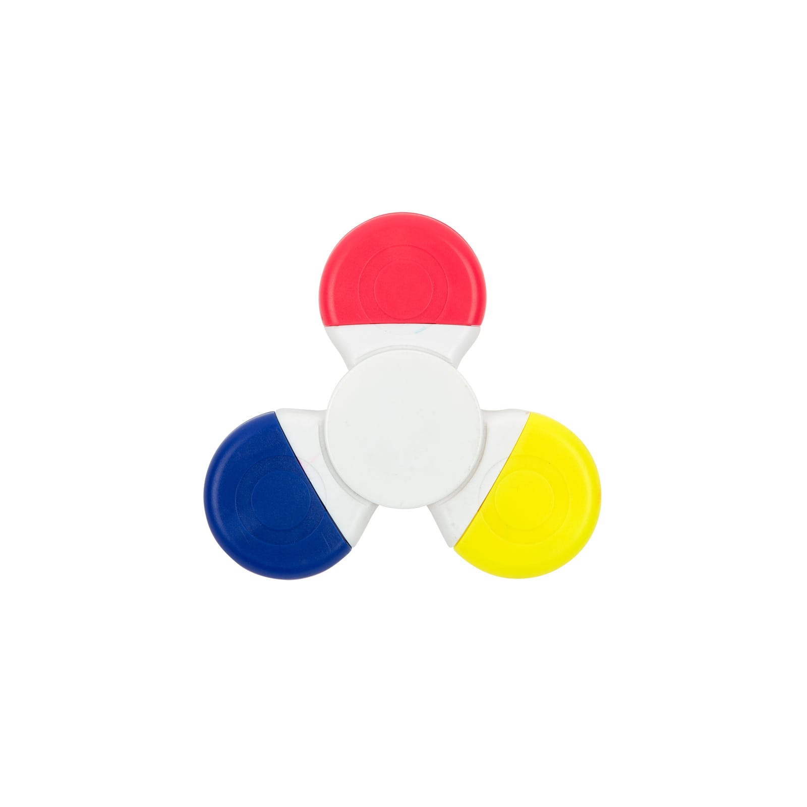 A Spinner Highlighter with red, blue, yellow, and white sections for highlighting text. It features a logo in the center.