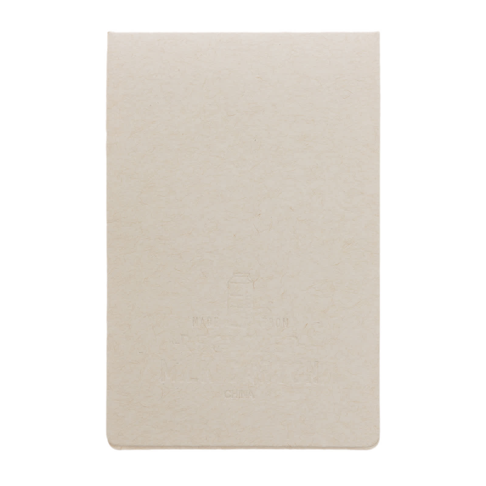 A beige sticky note pad with a textured surface, featuring a subtle embossed design. It has a neutral color scheme.