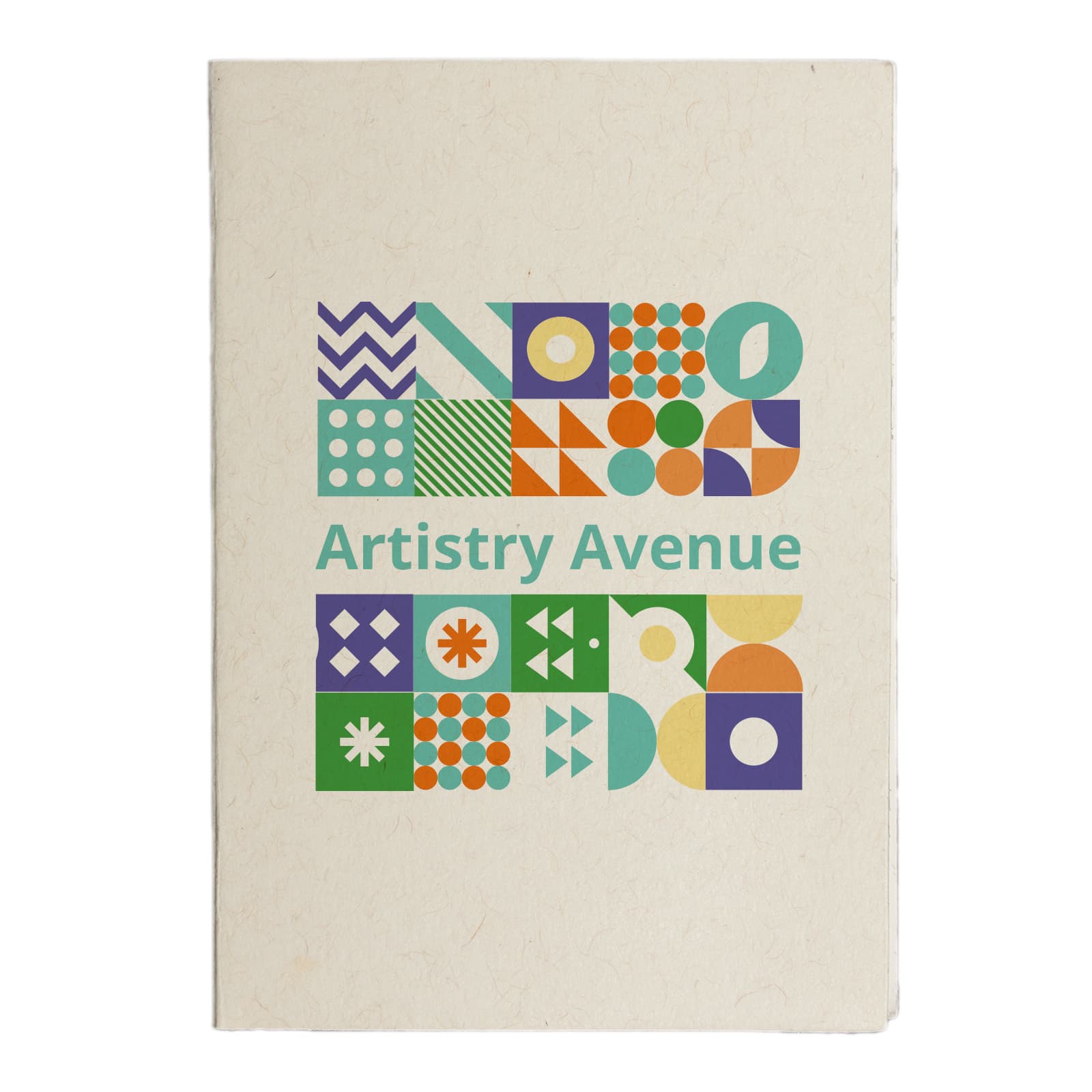 A booklet featuring a colorful geometric design and the title 