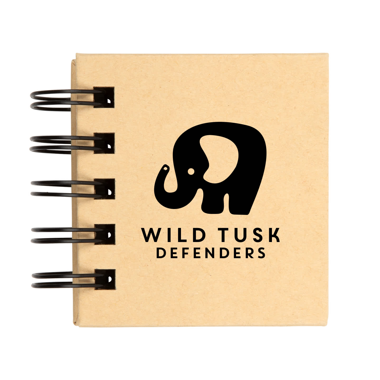A spiral-bound notebook featuring the logo of 